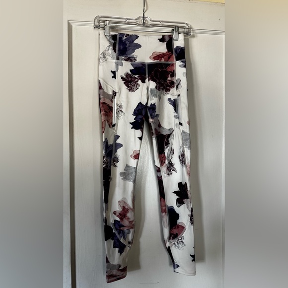 Athleta Rainier Floral Legging Winter Thermal Fleece Running Gym Yoga Pilates - Picture 1 of 9